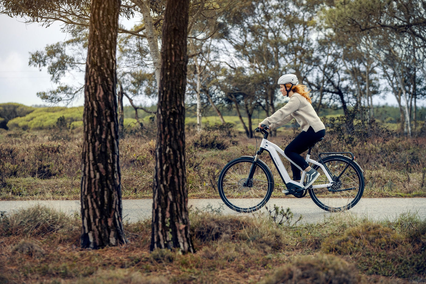 Women riding an electric bike